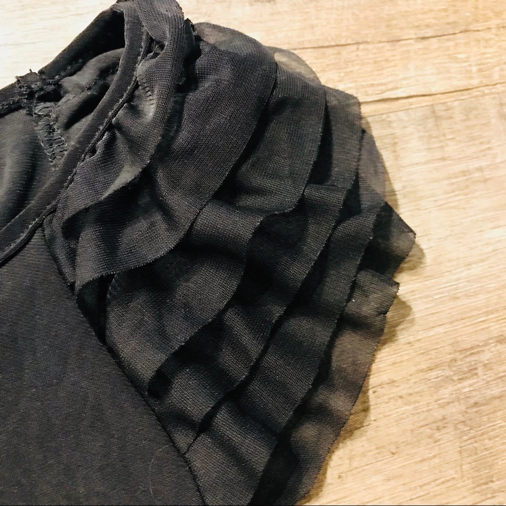 Cap Sleeve Crew Neck Tank with Ruffle Shoulders